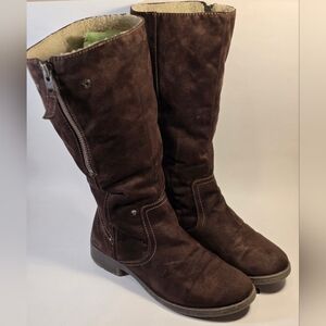 Mossimo Women's 11 Faux Fur Lined Fold Down Brown Faux Suede Block Heel Boots